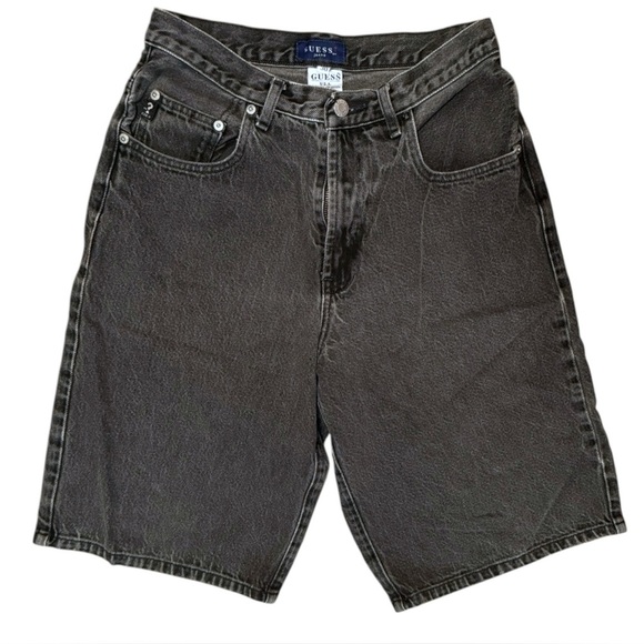 Guess Jeans USA Vintage Gray Shorts Pockets Size 30 Triangle Long 10” Y2K 90s - Picture 1 of 10